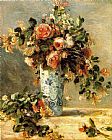 Pierre Auguste Renoir Roses And Jasmine In A Delft Vase painting